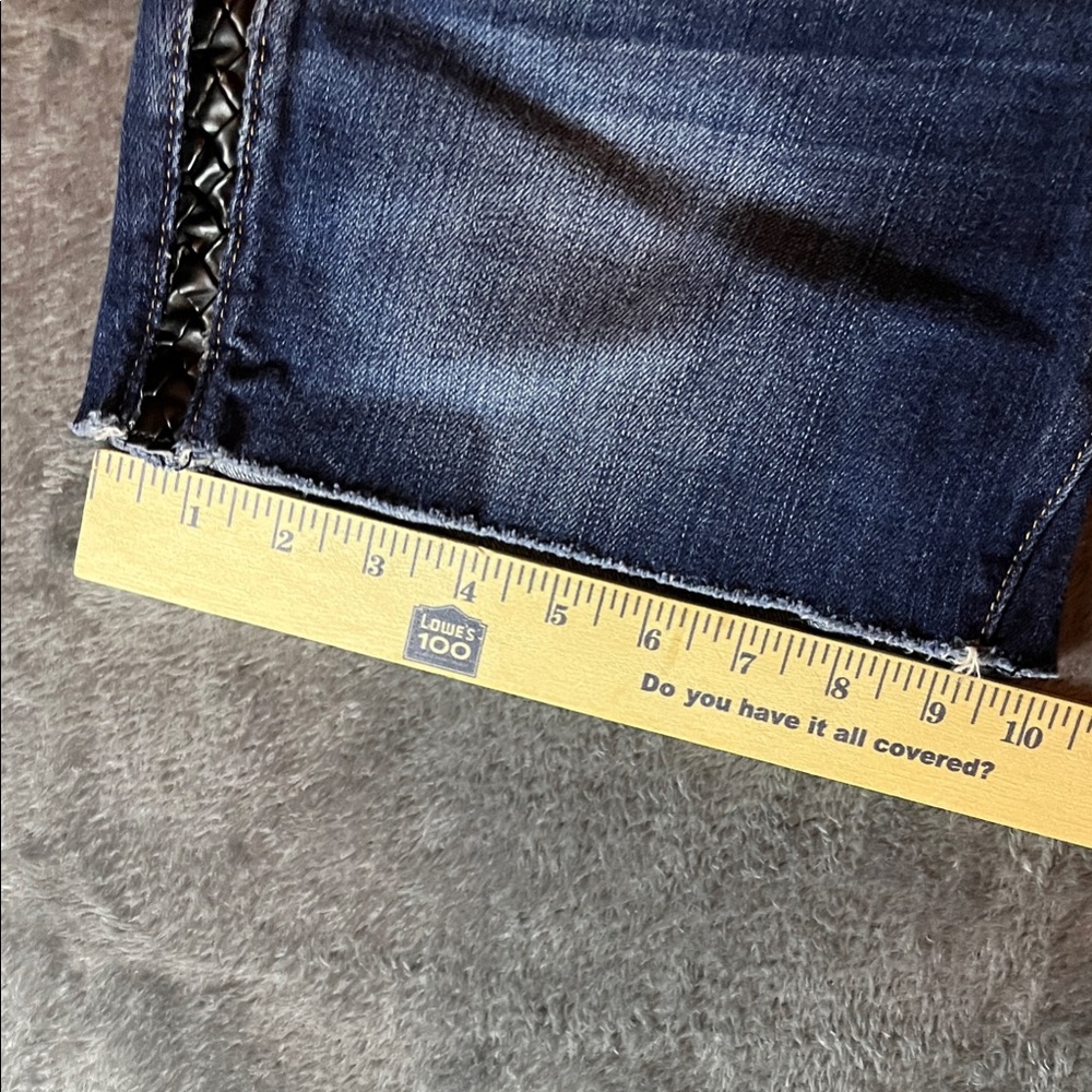 American Eagle Outfitters Dark Blue Denim Shorts with Black Lace Side Trim - Picture 10 of 10
